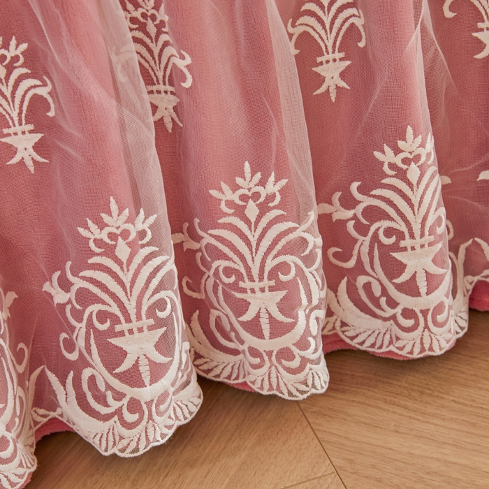 91家纺网 家纺一手货源 找家纺 虹星家纺 2023新款牛奶绒夹棉床裙套件清新系列-床裙款单床裙  清新-萝莉豆沙