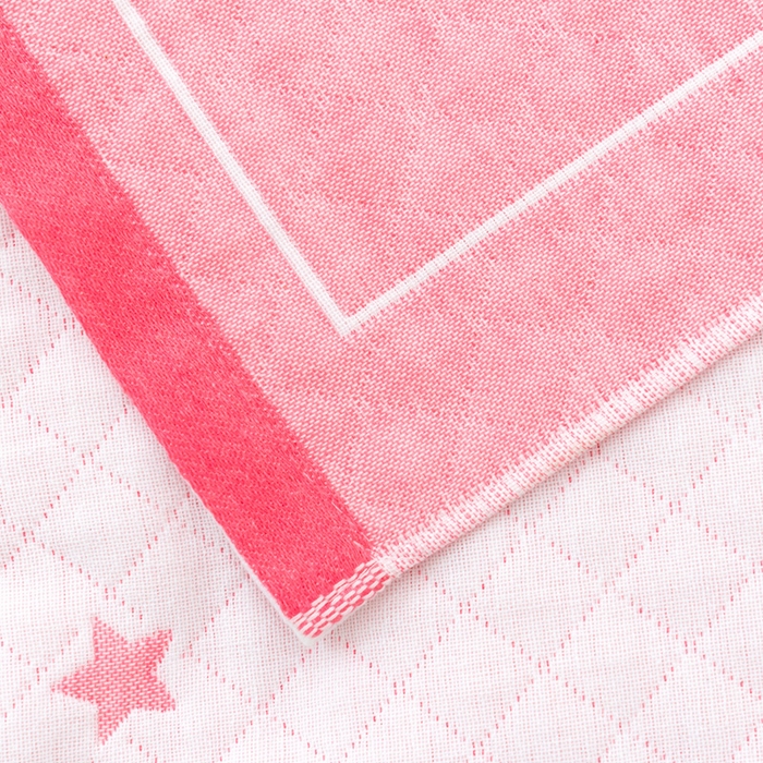 91家纺网 家纺一手货源 找家纺 朴尔家纺-毛巾被 2023新款特惠混纺棉质三层纱布独版AB面枕巾 雨伞熊粉