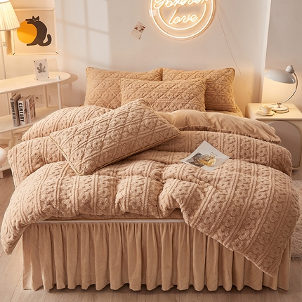 91家纺网 家纺一手货源 找家纺 恋尚 2023新款塔芙绒床笠加床裙四件套可脱卸款 塔芙绒-玉色
