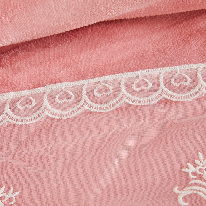 91家纺网 家纺一手货源 找家纺 虹星家纺 2023新款牛奶绒夹棉床裙套件清新系列-床裙款四件套 清新-梅粉