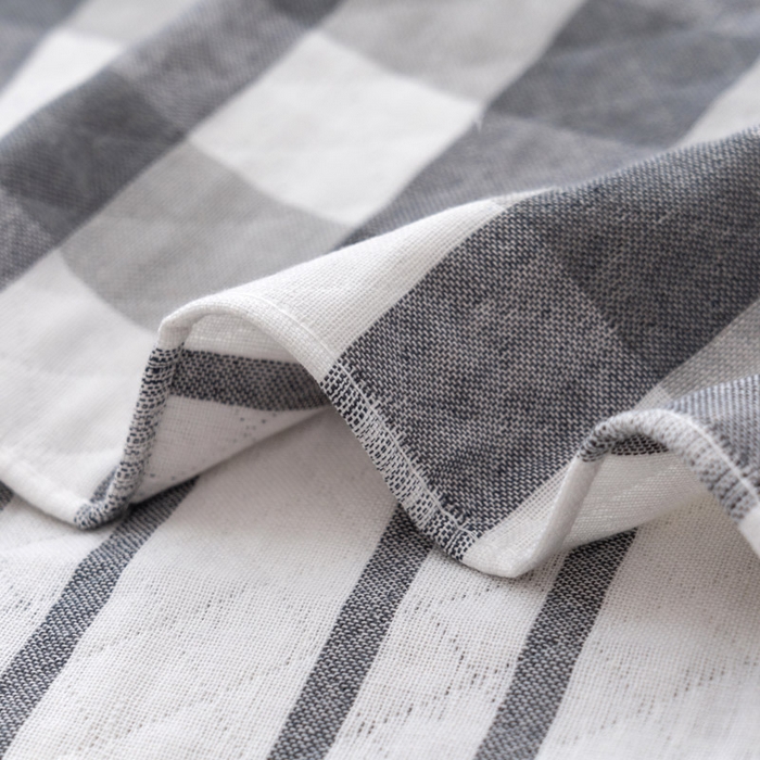 91家纺网 家纺一手货源 找家纺 朴尔家纺-毛巾被 2023新款特惠混纺棉质三层纱布独版AB面枕巾 格韵灰