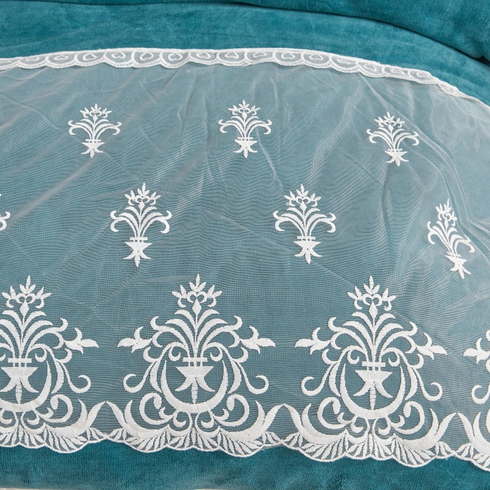 91家纺网 家纺一手货源 找家纺 虹星家纺 2023新款牛奶绒夹棉床裙套件清新系列-床裙款四件套 清新-孔雀兰