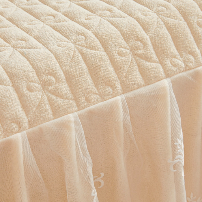 91家纺网 家纺一手货源 找家纺 虹星家纺 2023新款牛奶绒夹棉床裙套件清新系列-床裙款单床裙  清新-贝壳白