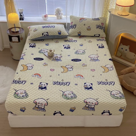 91家纺网 家纺一手货源 找家纺 （总）欧邦 新款A类提花豆豆绒金龟绒床笠