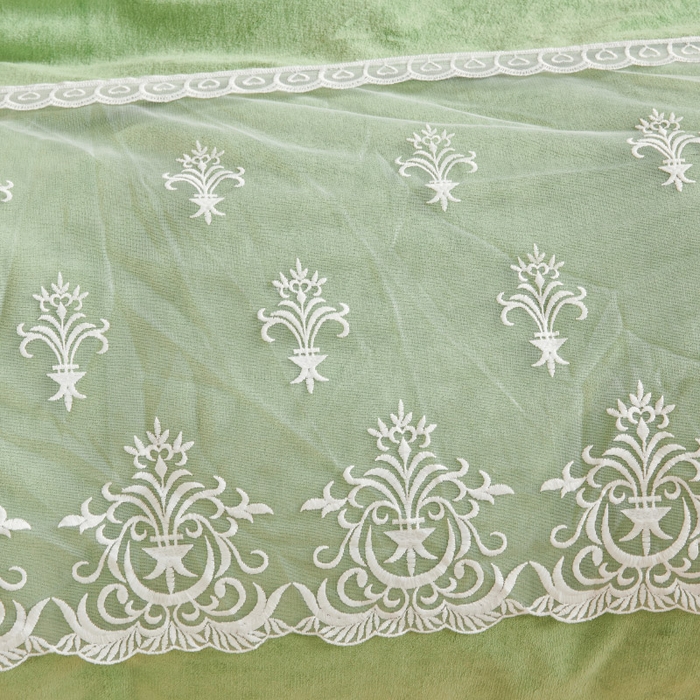 91家纺网 家纺一手货源 找家纺 虹星家纺 2023新款牛奶绒夹棉床裙套件清新系列-床裙款四件套 清新-牛油果绿