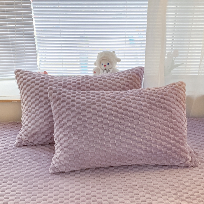 91家纺网 家纺一手货源 找家纺 欧邦 新款A类提花豆豆绒金龟绒床笠 床笠-魅力紫