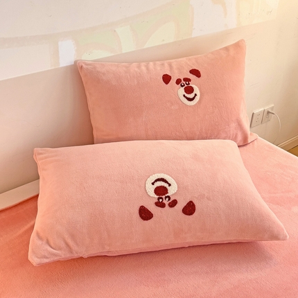 总寐居家纺 2023新款高克重牛奶绒毛巾绣单枕套 48*74cm/对