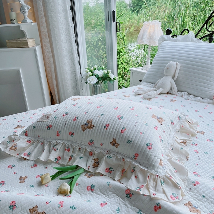 91家纺网 家纺一手货源 找家纺 （总）胜权2023秋冬新款全棉花边夹棉单床盖单件四季用床盖三件套