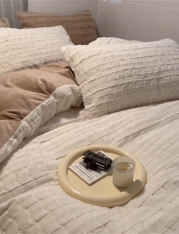 91家纺网 家纺一手货源 找家纺 沐慕 2023新款AB版牛奶绒兔毛绒四件 兔毛绒-奶咖