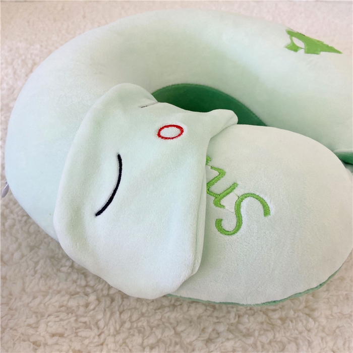 91家纺网 家纺一手货源 找家纺 卡奥2025新款带眼罩卡通U型枕旅行颈椎枕 小恐龙32*31*12cm