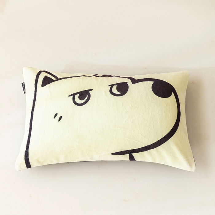 91家纺网 家纺一手货源 找家纺 潮邦创意家居 2025新款ins数码大版印花牛奶绒枕套单人枕 白眼dog