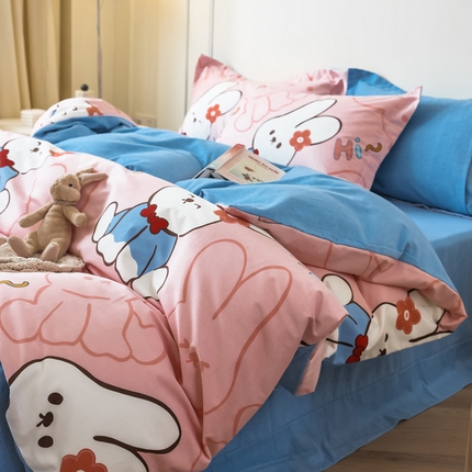 91家纺网 家纺一手货源 找家纺 （总）卡巴伦家纺 2023新款原棉磨毛印花简约四件套系列