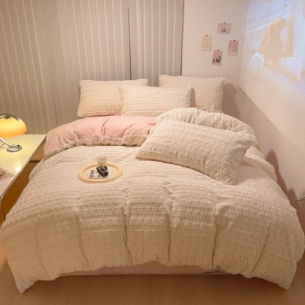 91家纺网 家纺一手货源 找家纺 （总）沐慕 2023新款AB版牛奶绒兔毛绒四件