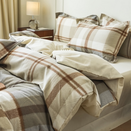 91家纺网 家纺一手货源 找家纺 （总）卡巴伦家纺 2023新款原棉磨毛印花简约四件套系列