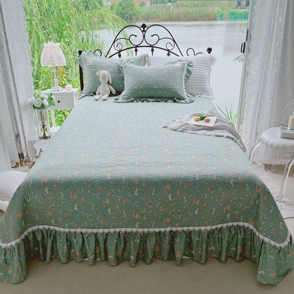 91家纺网 家纺一手货源 找家纺 （总）胜权2023秋冬新款全棉花边夹棉单床盖单件四季用床盖三件套