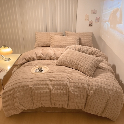 91家纺网 家纺一手货源 找家纺 （总）沐慕 2023新款AB版牛奶绒兔毛绒四件