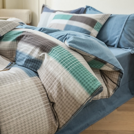 91家纺网 家纺一手货源 找家纺 （总）卡巴伦家纺 2023新款原棉磨毛印花简约四件套系列