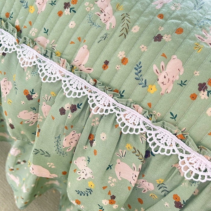 91家纺网 家纺一手货源 找家纺 胜权2023秋冬新款全棉花边夹棉单床盖单件四季用床盖三件套 青萌