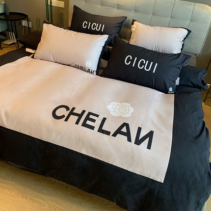 91家纺网 家纺一手货源 找家纺 色鬼 2023新款舒适潮牌风磨毛四件套 小香风