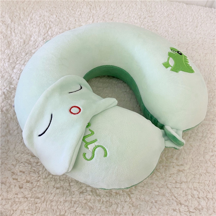 91家纺网 家纺一手货源 找家纺 卡奥2025新款带眼罩卡通U型枕旅行颈椎枕 小恐龙32*31*12cm