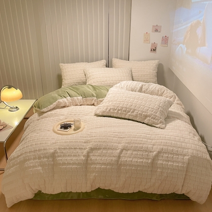 91家纺网 家纺一手货源 找家纺 （总）沐慕 2023新款AB版牛奶绒兔毛绒四件