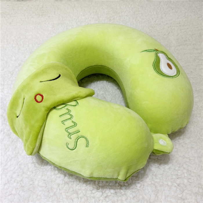 91家纺网 家纺一手货源 找家纺 卡奥2025新款带眼罩卡通U型枕旅行颈椎枕 牛油果32*31*12cm