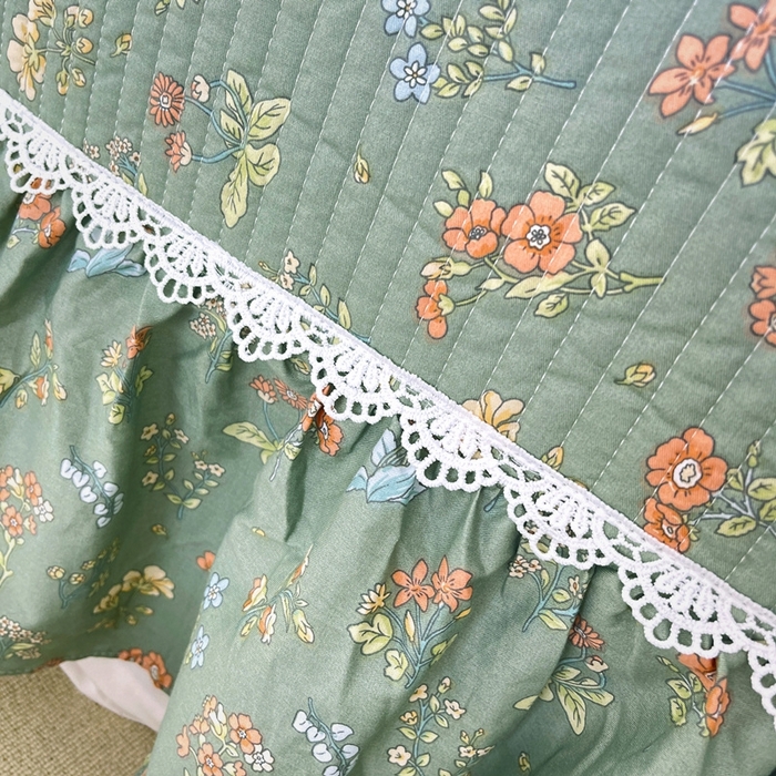 91家纺网 家纺一手货源 找家纺 胜权2023秋冬新款全棉花边夹棉单床盖单件四季用床盖三件套 莱茵