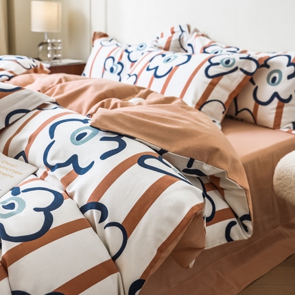 91家纺网 家纺一手货源 找家纺 （总）卡巴伦家纺 2023新款原棉磨毛印花简约四件套系列