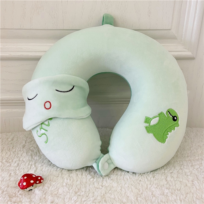 91家纺网 家纺一手货源 找家纺 卡奥2025新款带眼罩卡通U型枕旅行颈椎枕 小恐龙32*31*12cm