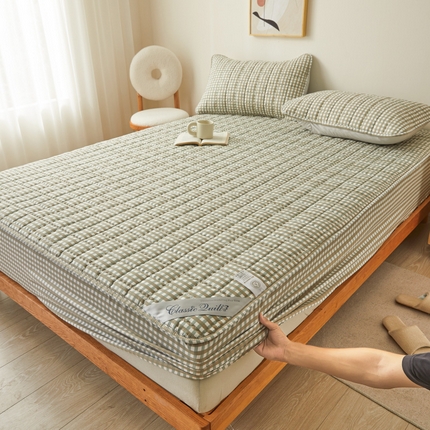 91家纺网 家纺一手货源 找家纺 （总）2023新款直播爆款水洗棉夹棉床笠三件套