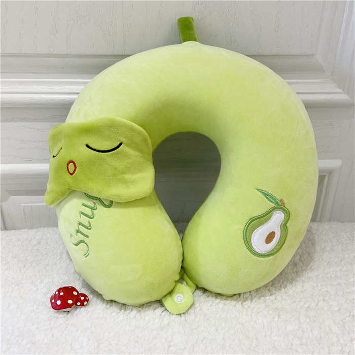 91家纺网 家纺一手货源 找家纺 卡奥2025新款带眼罩卡通U型枕旅行颈椎枕 牛油果32*31*12cm
