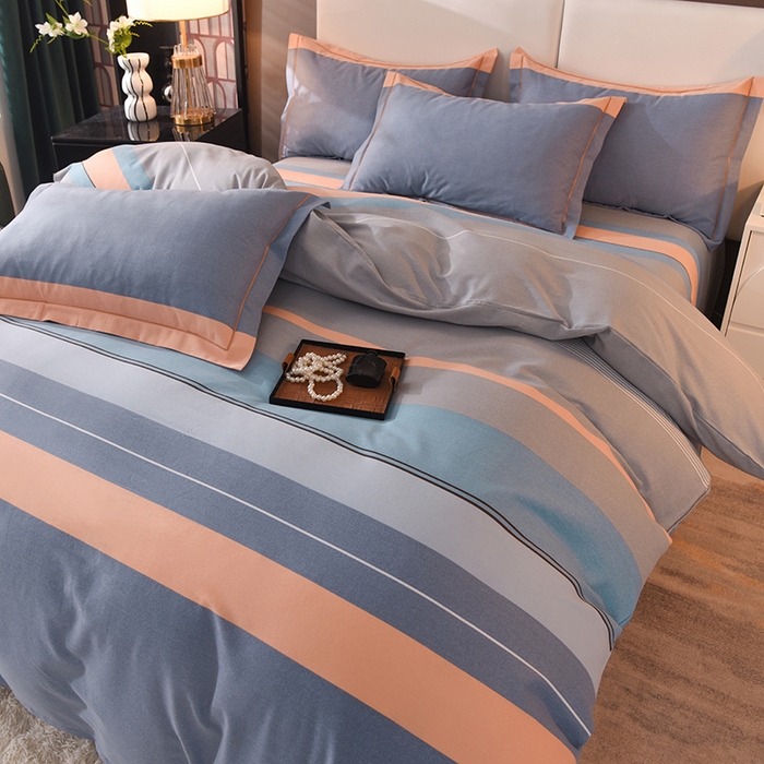 91家纺网 家纺一手货源 找家纺 简如   2025新款全棉磨毛印花四件套 圣西罗-桔