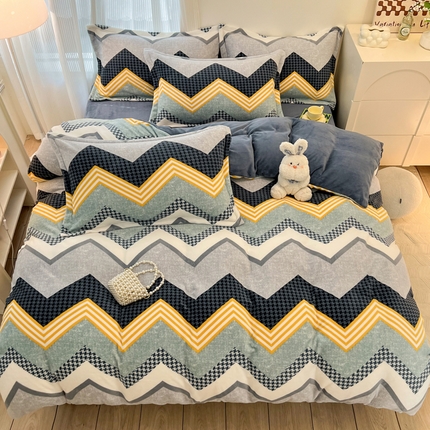 91家纺网 家纺一手货源 找家纺 （总）寐居家纺 2023新款小清新印花牛奶绒单被套