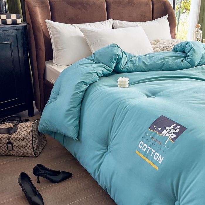 91家纺网 家纺一手货源 找家纺 米菲 2023新款 柔棉大豆被冬被被子被芯春秋被 孔雀绿