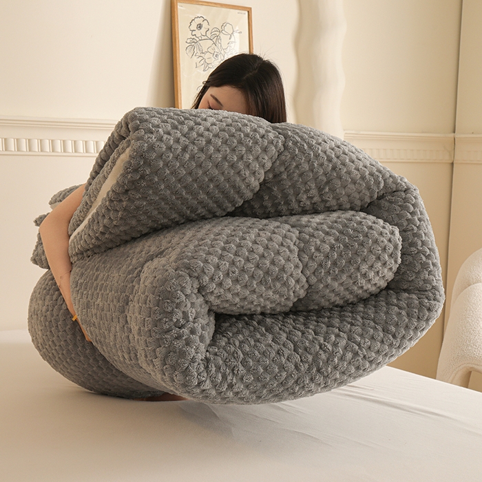 91家纺网 家纺一手货源 找家纺 雅蔓依家纺 2025新款金龟绒龟背绒羊羔绒冬被被子被芯 唯美烟灰