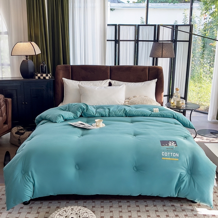 91家纺网 家纺一手货源 找家纺 米菲 2023新款 柔棉大豆被冬被被子被芯春秋被 孔雀绿