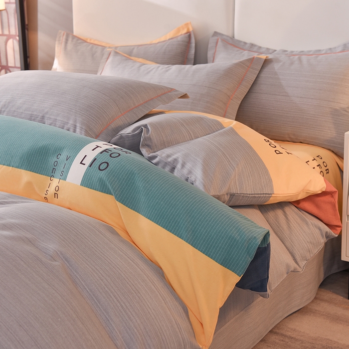 91家纺网 家纺一手货源 找家纺 简如   2025新款全棉磨毛印花四件套 麦凯-蓝