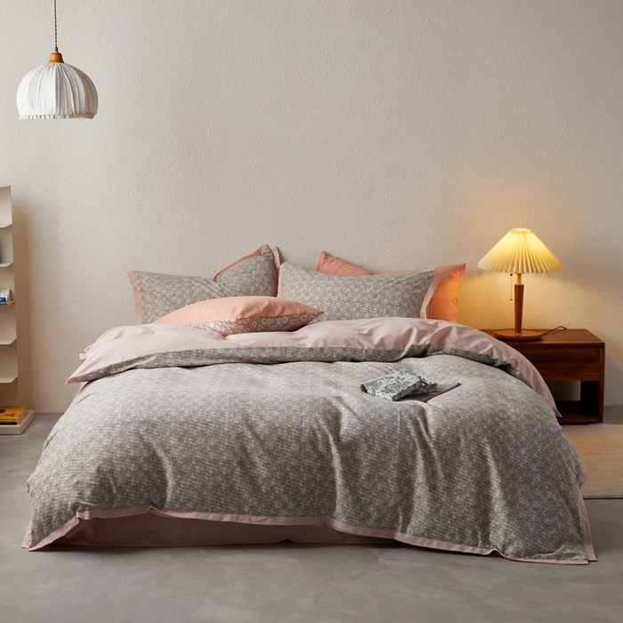 91家纺网 家纺一手货源 找家纺 时年家纺 2023 全棉磨毛飞边工艺款 婉约-桔