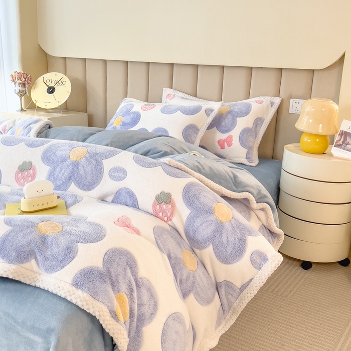 91家纺网 家纺一手货源 找家纺 2023新款立体6D雪花绒加厚保暖系列单枕套 48x74cm一对 兰花朵朵