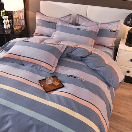 简如   2025新款全棉磨毛印花四件套 小资生活-蓝