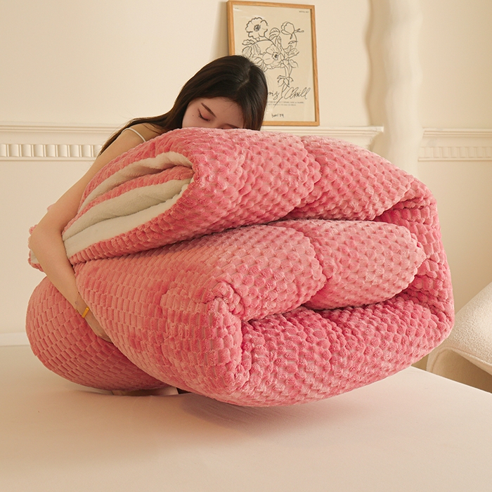 91家纺网 家纺一手货源 找家纺 雅蔓依家纺 2025新款金龟绒龟背绒羊羔绒冬被被子被芯 唯美果粉