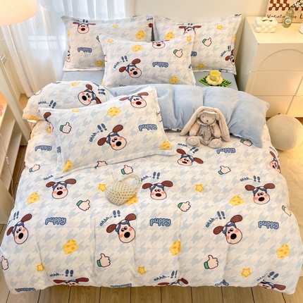 91家纺网 家纺一手货源 找家纺 （总）寐居家纺 2023新款小清新印花牛奶绒单被套