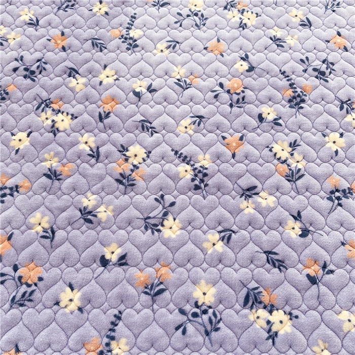 91家纺网 家纺一手货源 找家纺 喜居 2023新款印花牛奶绒床笠花边款牛奶绒床笠大豆夹棉床笠 紫色蔷薇