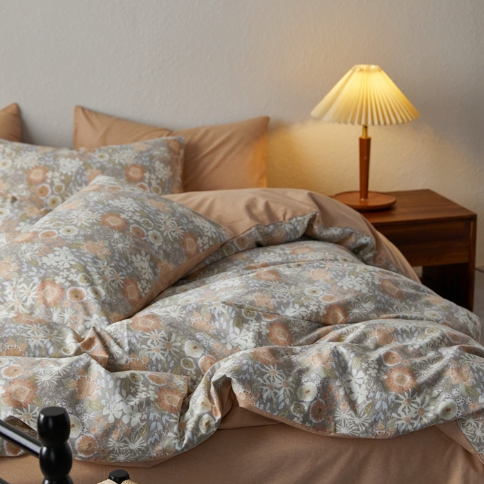 91家纺网 家纺一手货源 找家纺 时年2023新款全棉磨毛印花系列套件-花卉风格 秋月