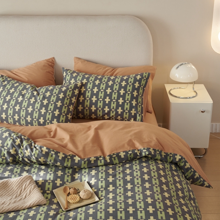 91家纺网 家纺一手货源 找家纺 时年2023新款全棉磨毛印花系列套件-简约风格 恩锦