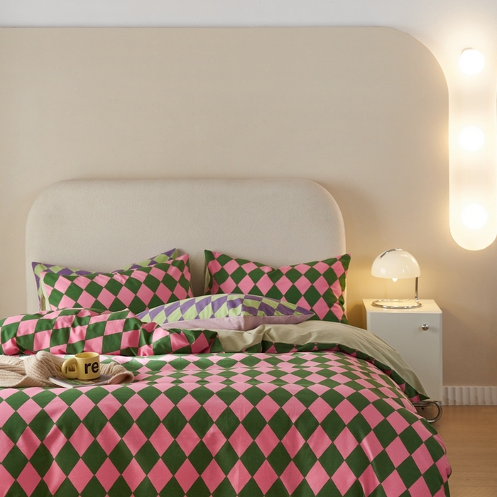 91家纺网 家纺一手货源 找家纺 时年2023新款全棉磨毛印花系列套件-简约风格 晴琳-绿