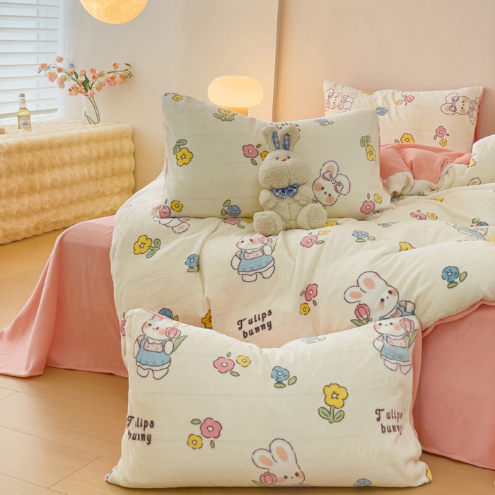 91家纺网 家纺一手货源 找家纺 （总）木堇家居 2023新款牛奶绒印花四件套