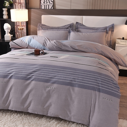 简如   2025新款全棉磨毛印花四件套 都市时尚-灰