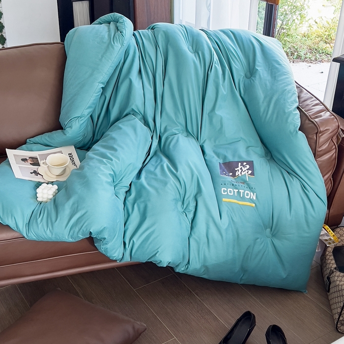 91家纺网 家纺一手货源 找家纺 米菲 2023新款 柔棉大豆被冬被被子被芯春秋被 孔雀绿