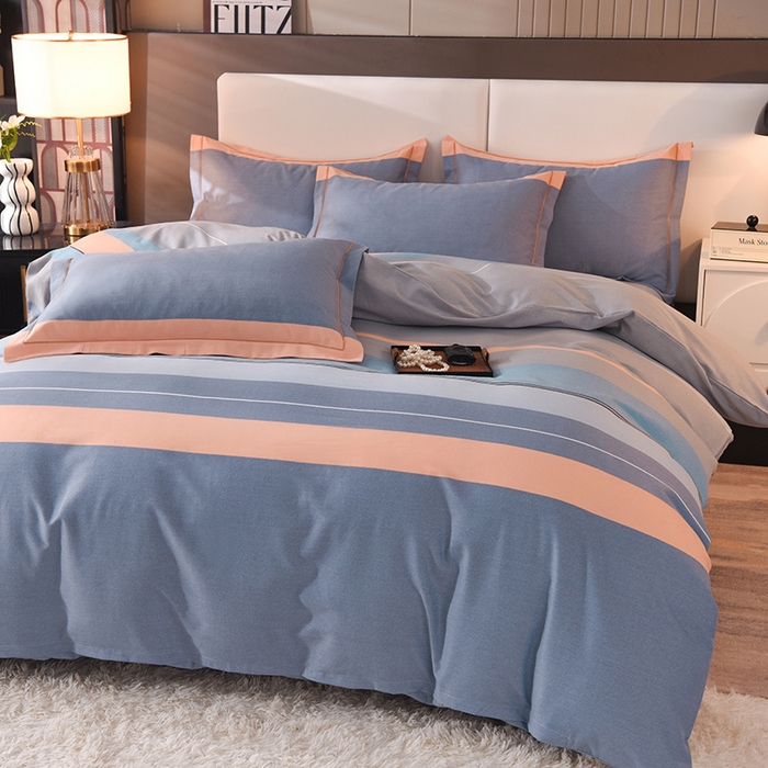 91家纺网 家纺一手货源 找家纺 简如   2025新款全棉磨毛印花四件套 圣西罗-桔